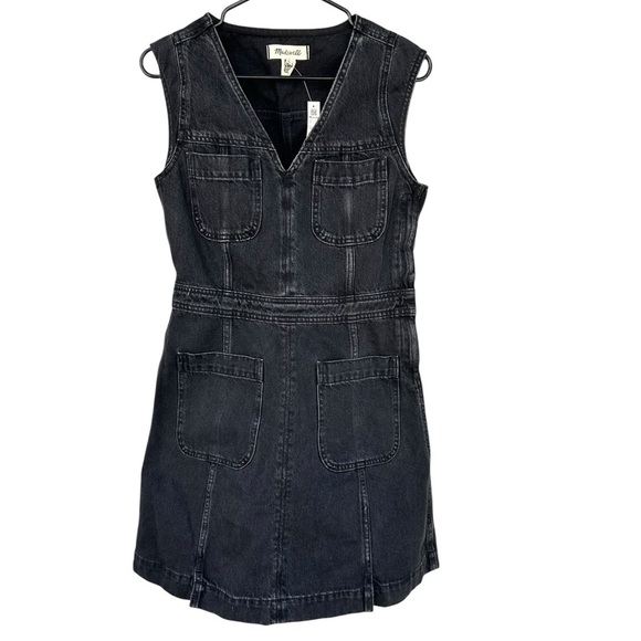 NWT Madewell Denim Cap-Sleeve Mini Dress in Tarrybrook Wash - Size 2 - Black - Picture 7 of 15